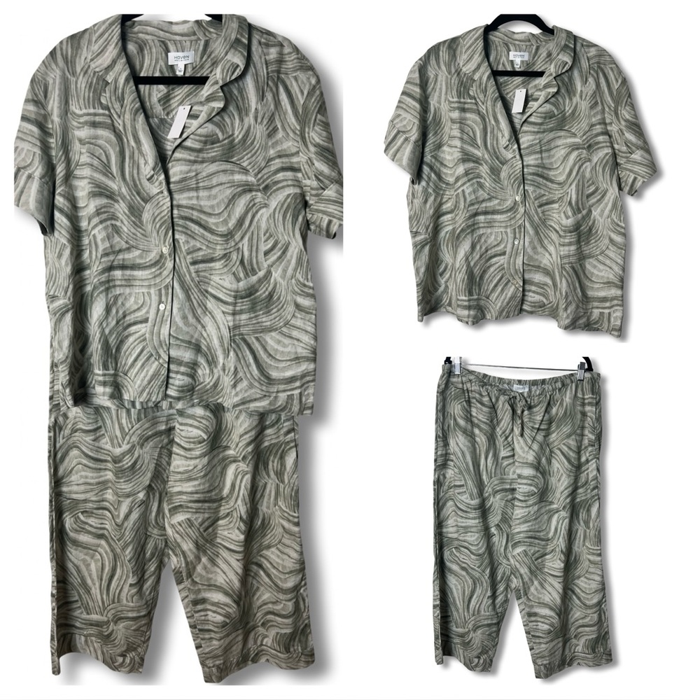 Haven Well Within Linen Cotton Swirl Print‎ 2-Pc Set Top Pants NWT - Sz. XL